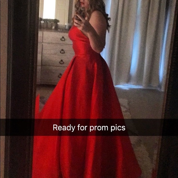 bright red prom dress